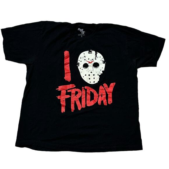 Friday The 13th Horror T-Shirt Jason I Love Friday Black Tee Size XL - Picture 1 of 4